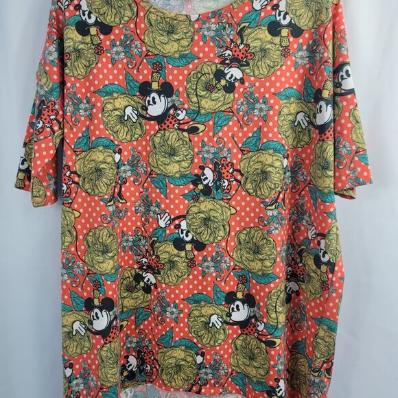 LuLaRoe Irma Short Sleeve Mickey Mouse Shirt Size XS Orange & White - Picture 7 of 14